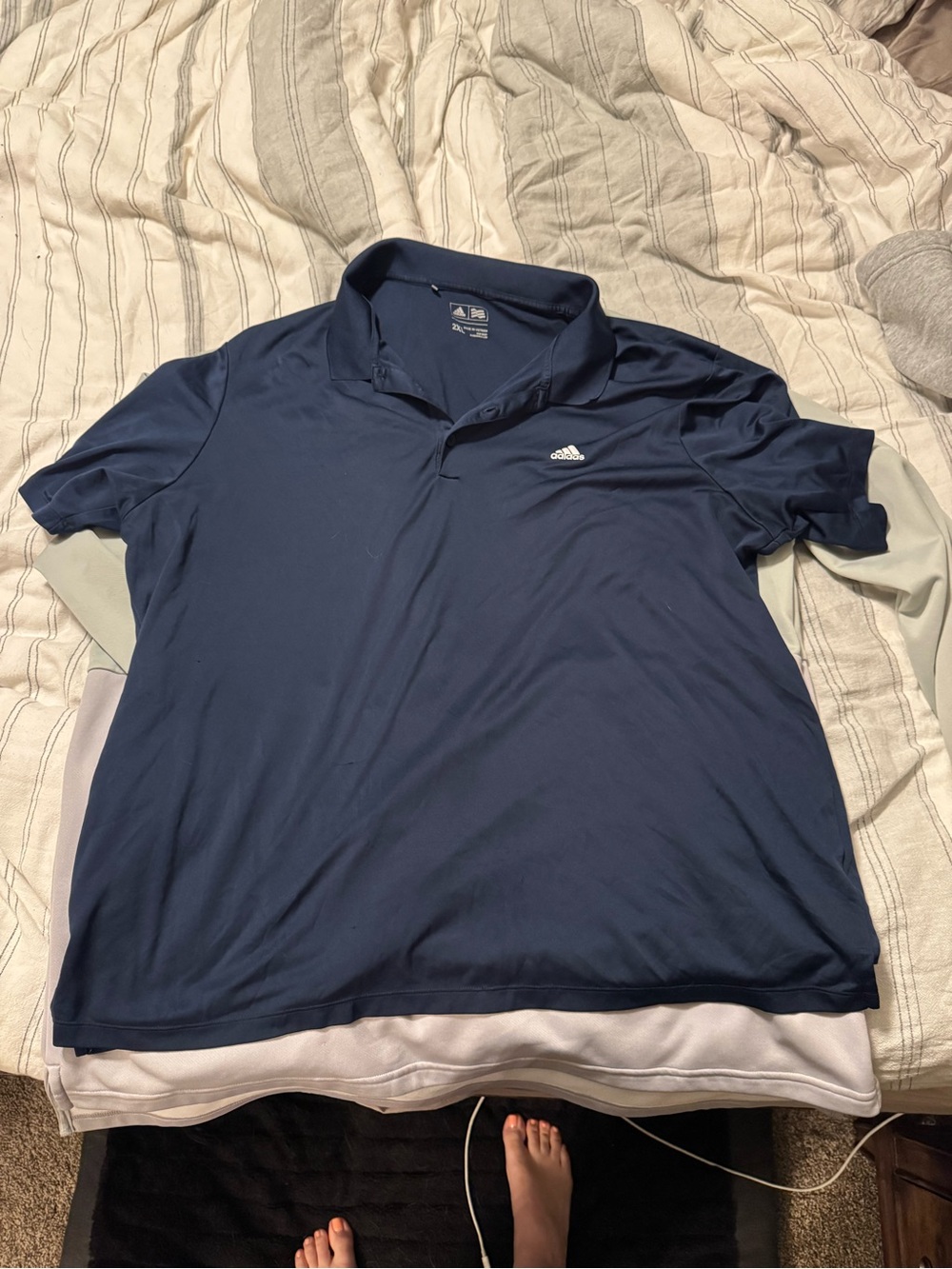 adidas Navy Short-Sleeve Polo with Subtle Logo